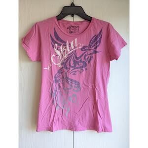 Skin Industries Women's Pink Short Sleeve Round Neck Cotton T-shirt Top Size M